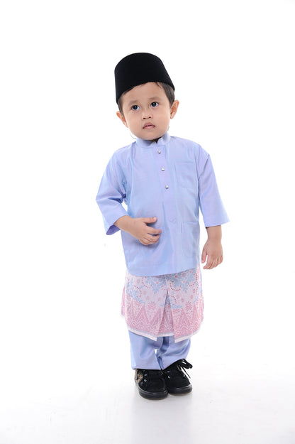 Baju Melayu Tenun Pahang Kid Light Purple