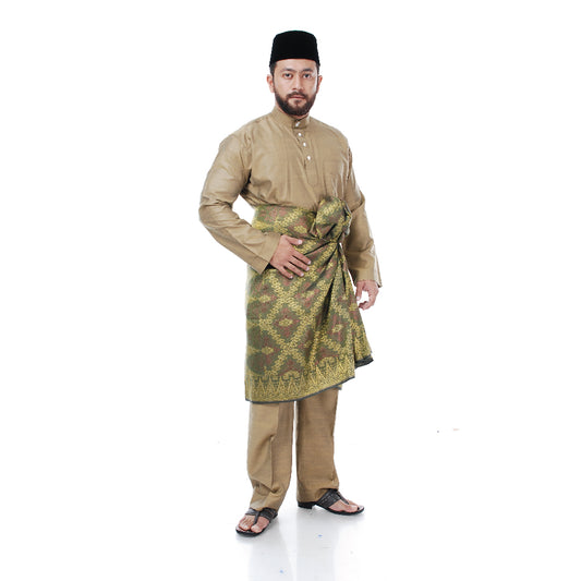 Baju Melayu Tenun Pahang Brown Gold