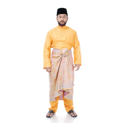Baju Melayu Tenun Pahang Orange