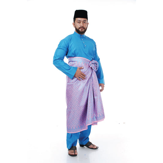 Baju Melayu Tenun Pahang Turquoise Blue