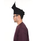 Setanjak | Tengkolok | Destar | Traditional Malay Head Gear Plain Black