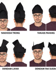 Setanjak | Tengkolok | Destar | Traditional Malay Head Gear Plain Black