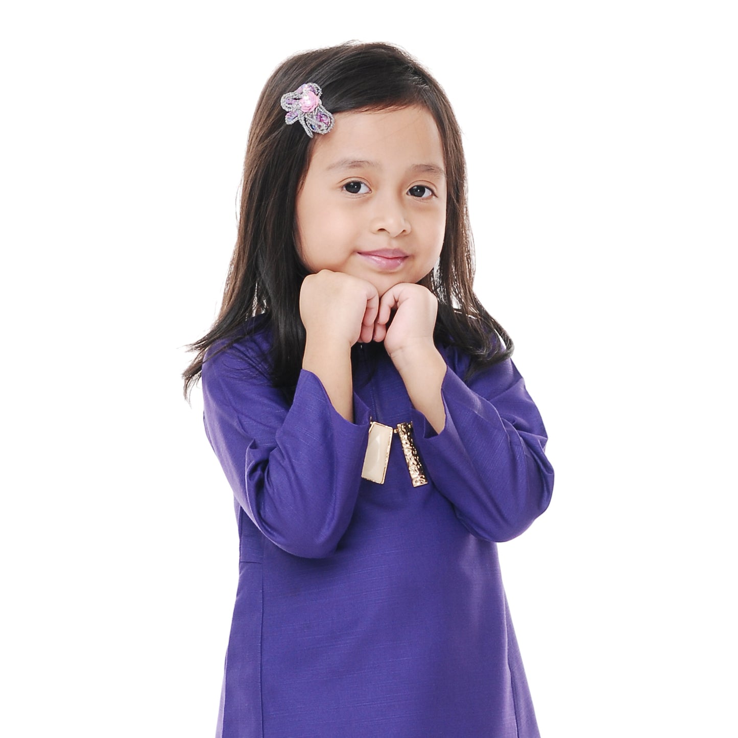 Baju Kurung Tenun Budak Purple Blue