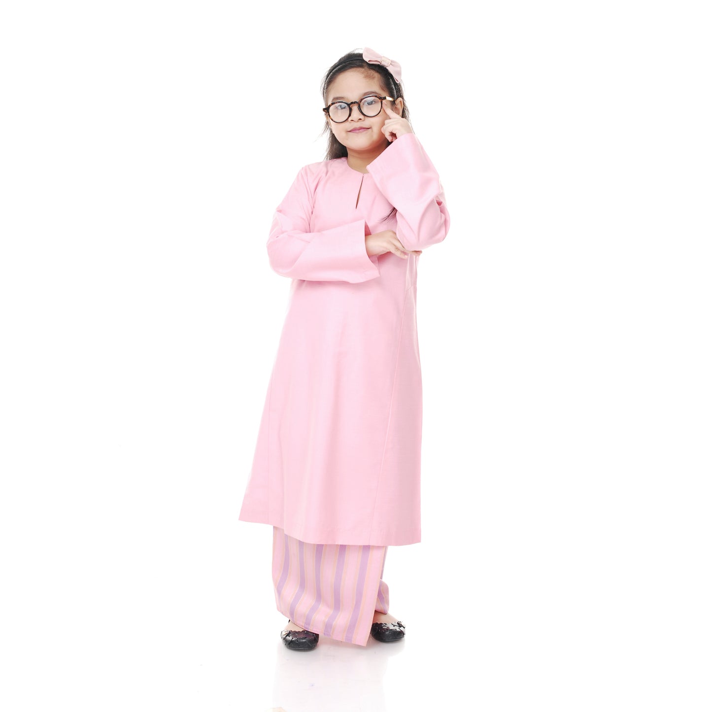 Baju Kurung Tenun Budak Light Pink