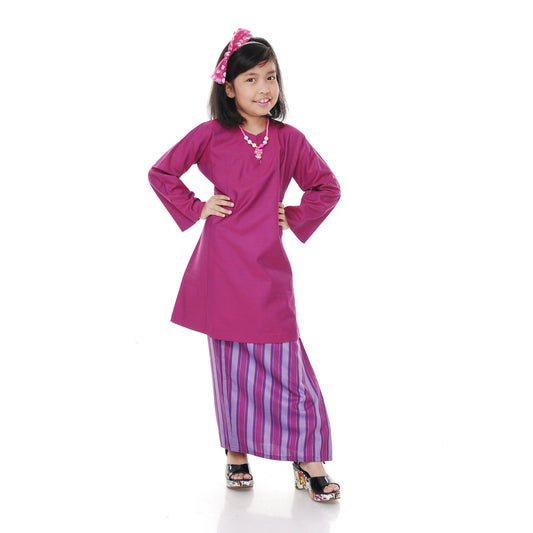 Baju Kurung Tenun Budak Pink Purple
