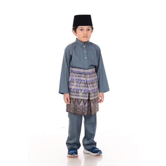 Baju Melayu Classic Cotton Kids Dark Grey