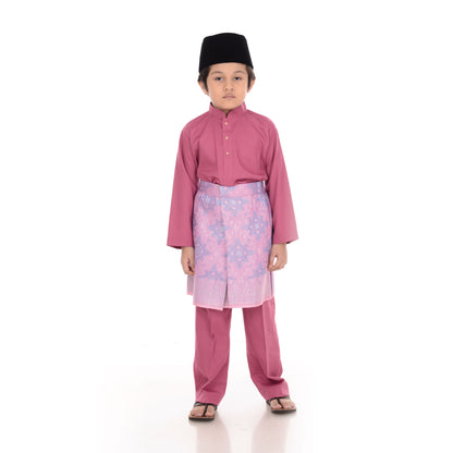 Baju Melayu Classic Cotton Kids Dark Pink