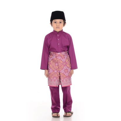 Baju Melayu Classic Cotton Kids Dark Purple