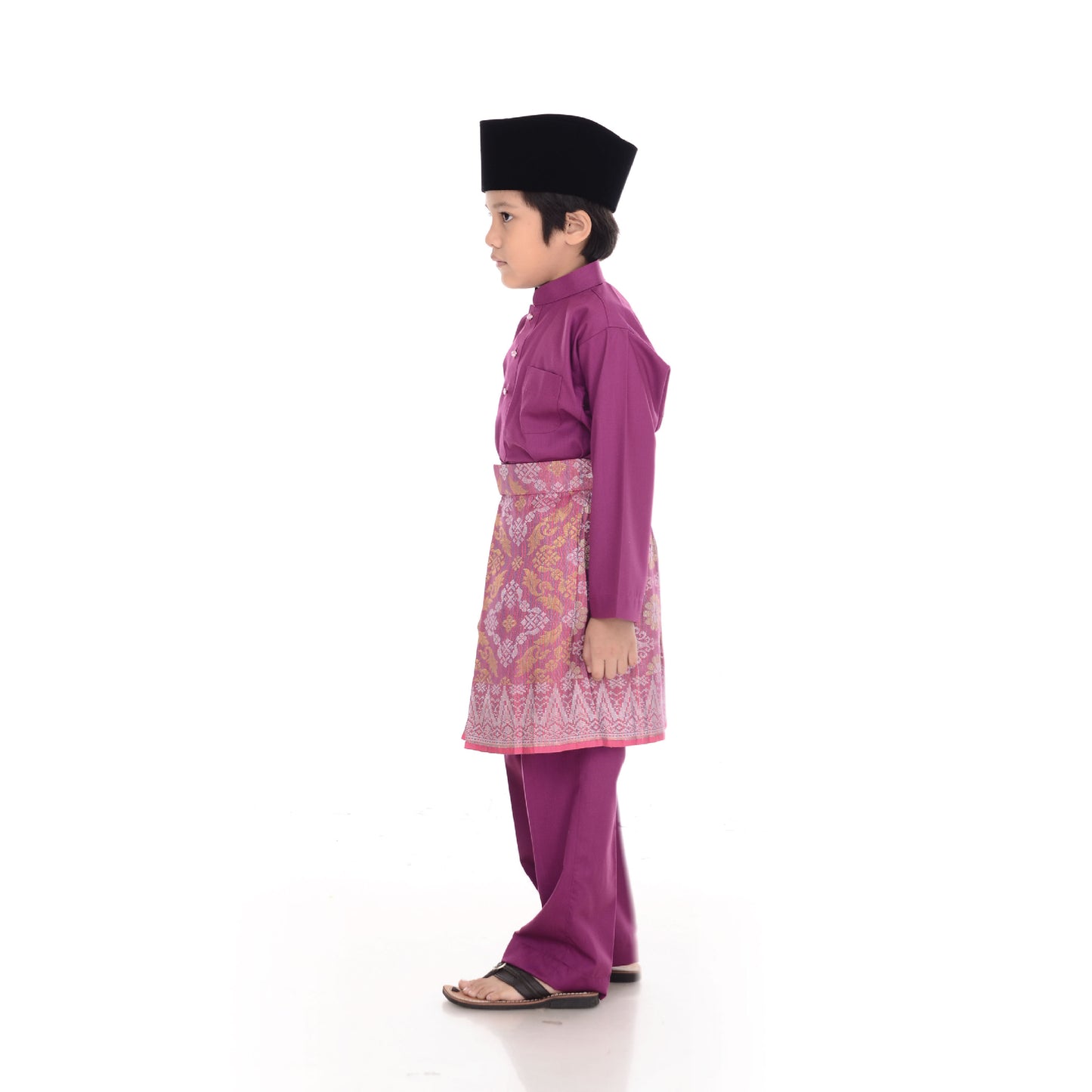 Baju Melayu Classic Cotton Kids Dark Purple