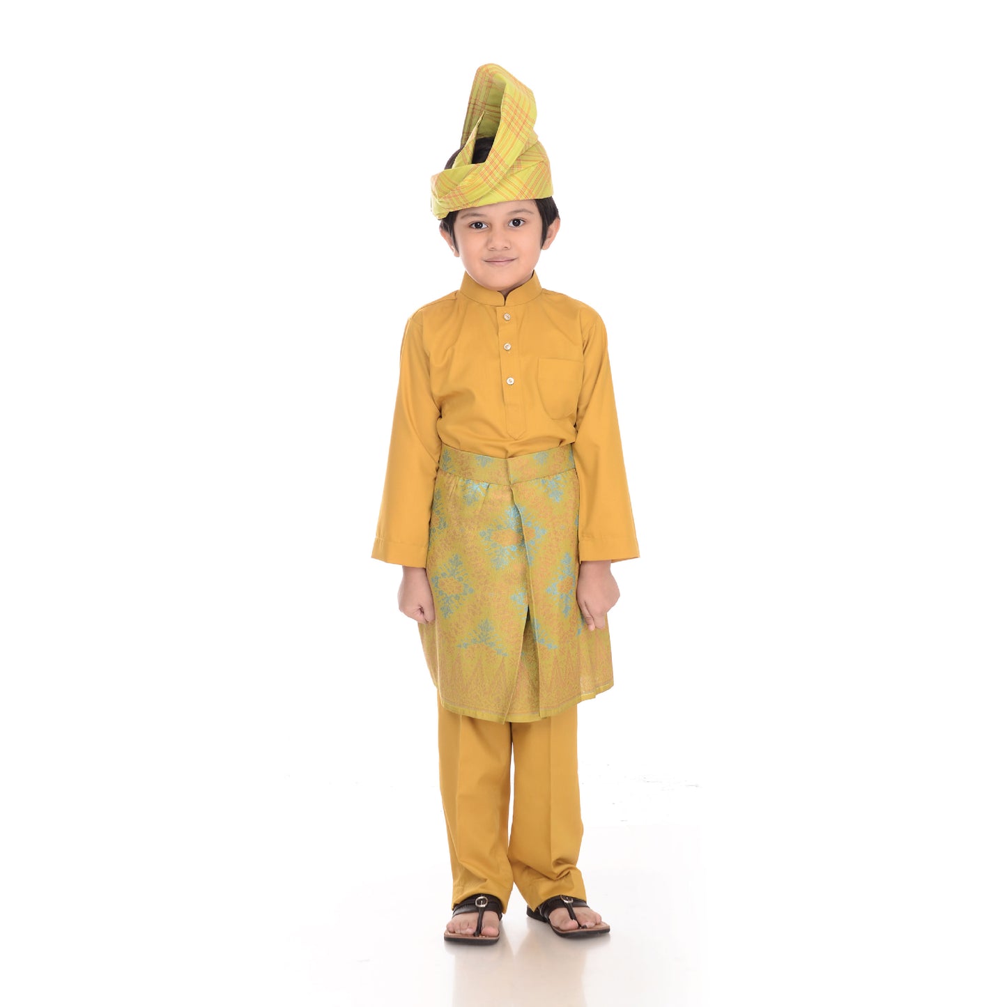 Baju Melayu Classic Cotton Kids Gold