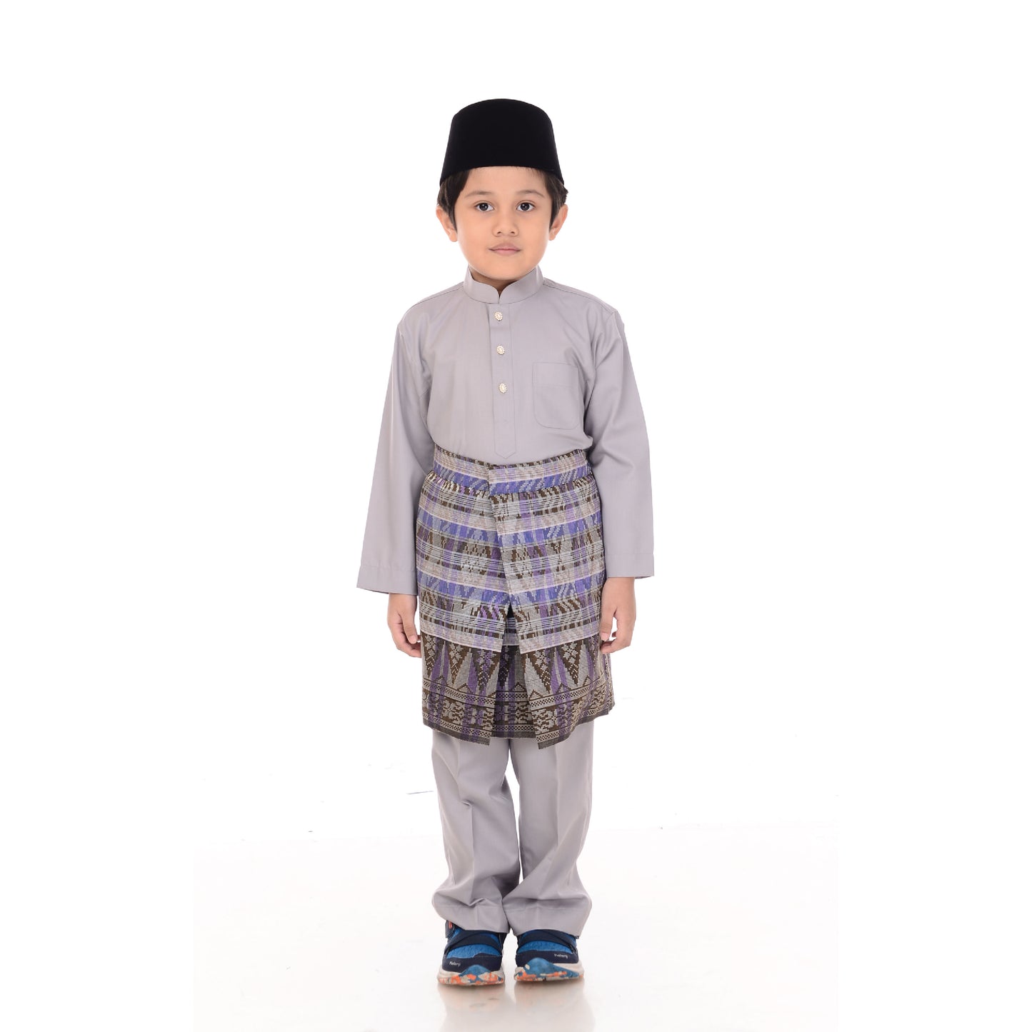 Baju Melayu Classic Cotton Kids Grey
