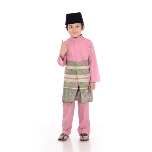 Baju Melayu Classic Cotton Kids Light Pink