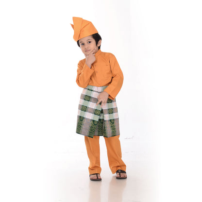 Baju Melayu Classic Cotton Kids Orange