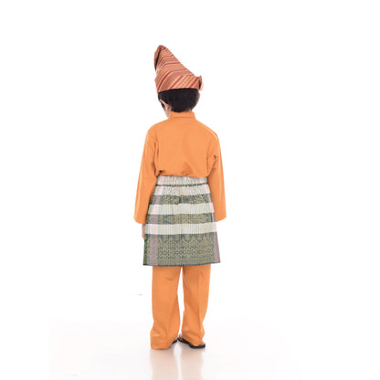 Baju Melayu Classic Cotton Kids Orange