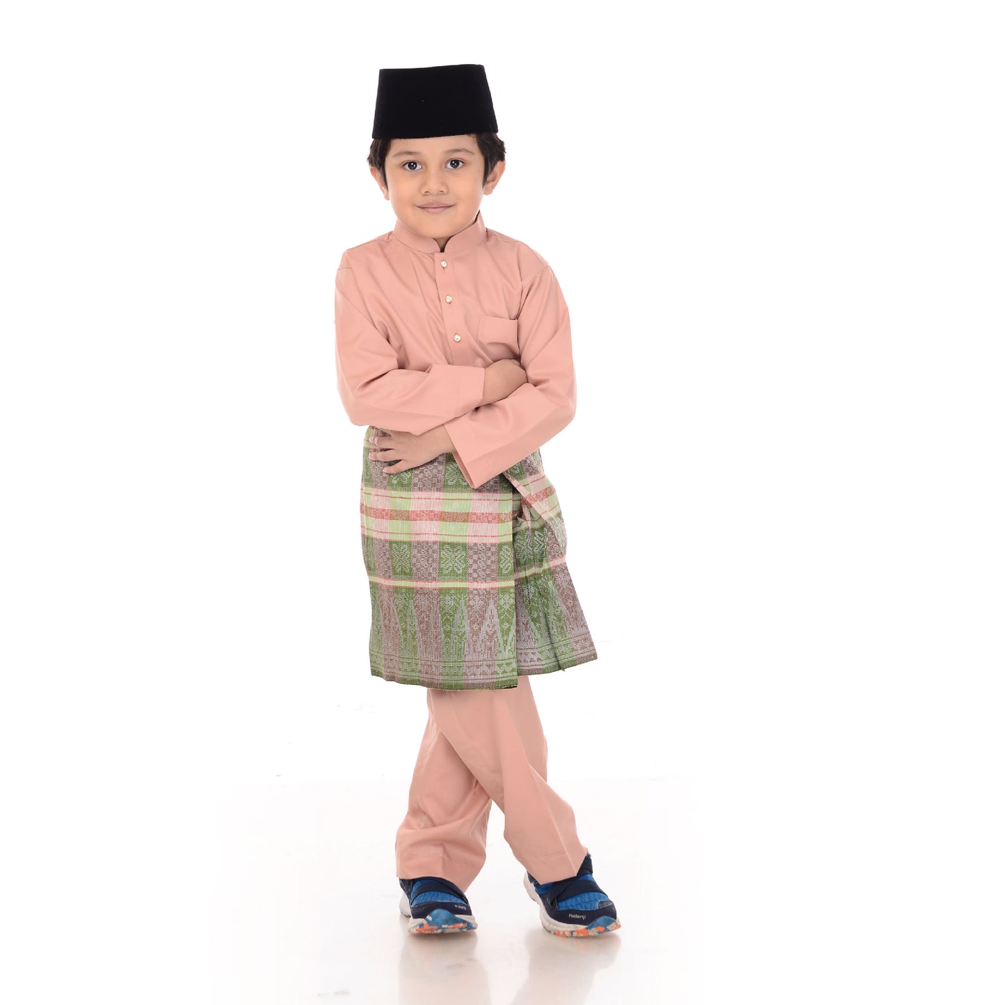 Baju Melayu Classic Cotton Kids Peach