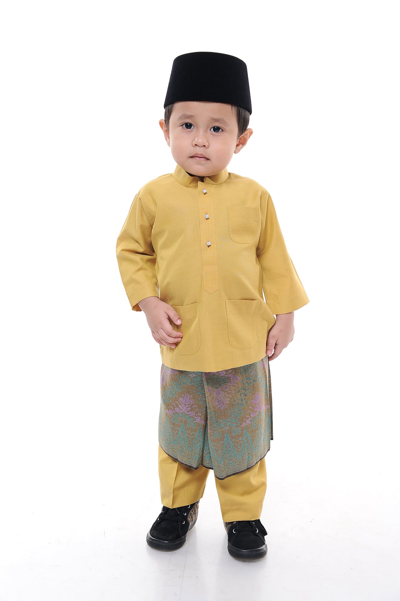 Baju Melayu Tenun Pahang Kid Gold
