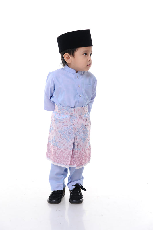 Baju Melayu Tenun Pahang Kid Light Purple