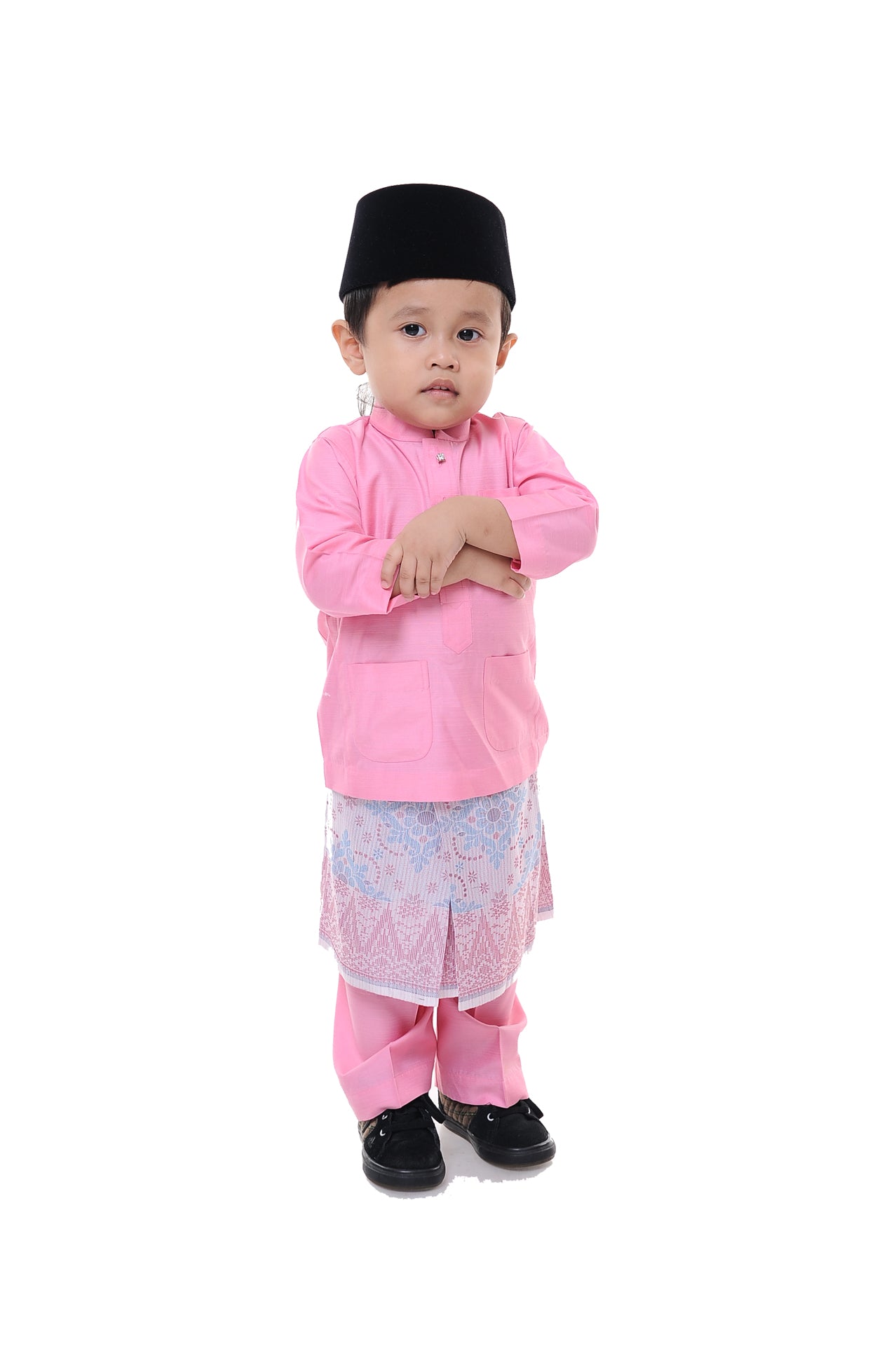 Baju Melayu Tenun Pahang Kid Light Pink