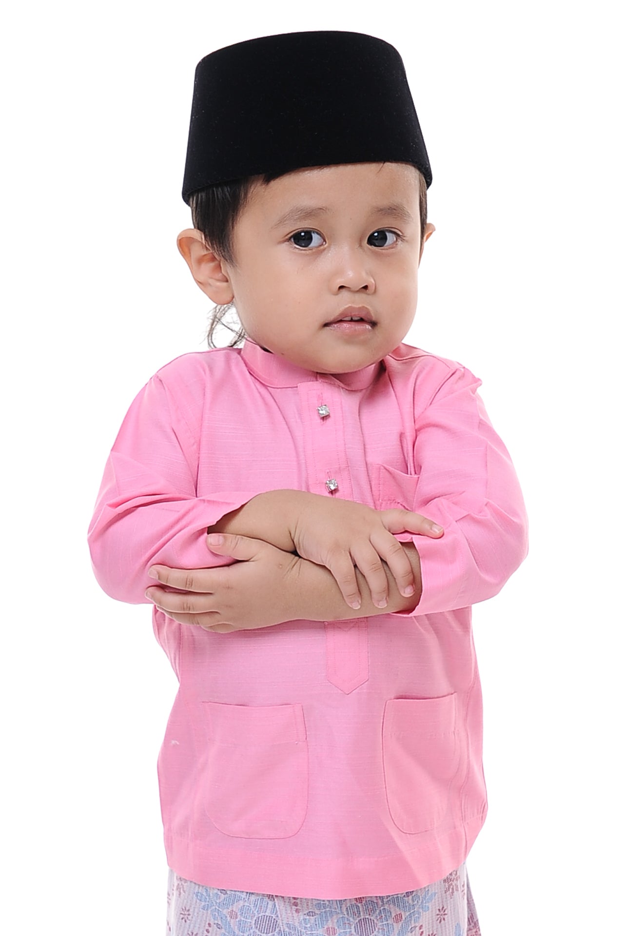 Baju Melayu Tenun Pahang Kid Light Pink