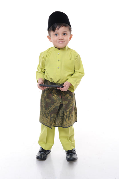 Baju Melayu Tenun Pahang Kid Apple Green