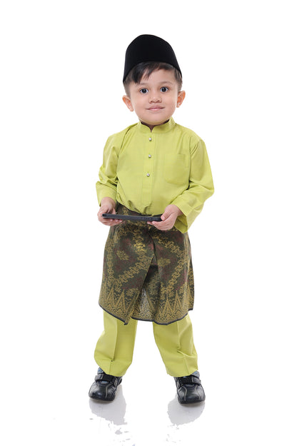 Baju Melayu Tenun Pahang Kid Apple Green