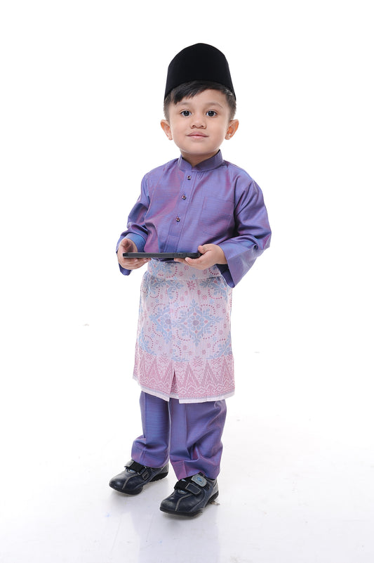 Baju Melayu Tenun Pahang Kid Purple Pink