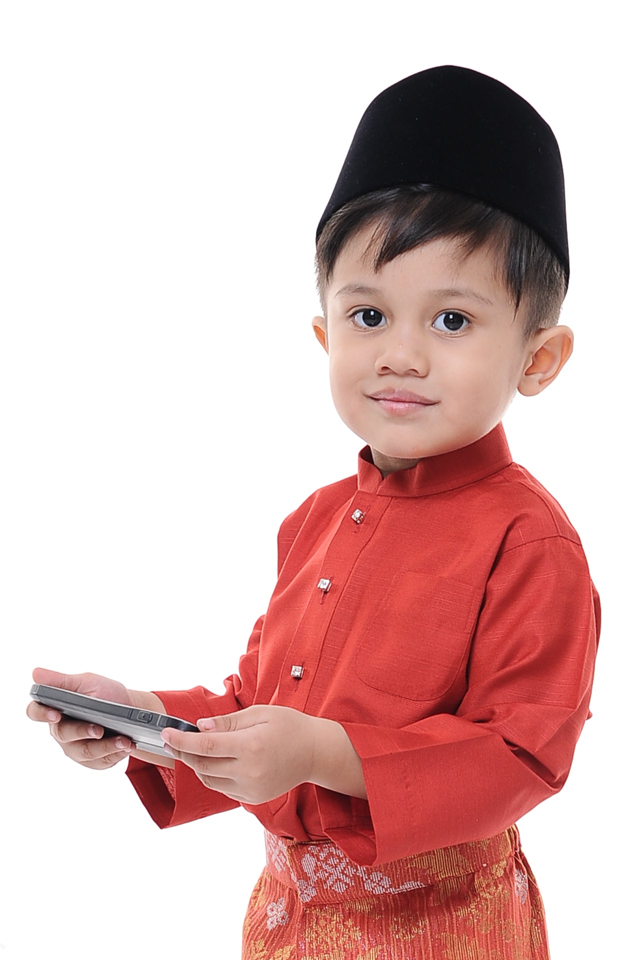 Baju Melayu Tenun Pahang Kid Red