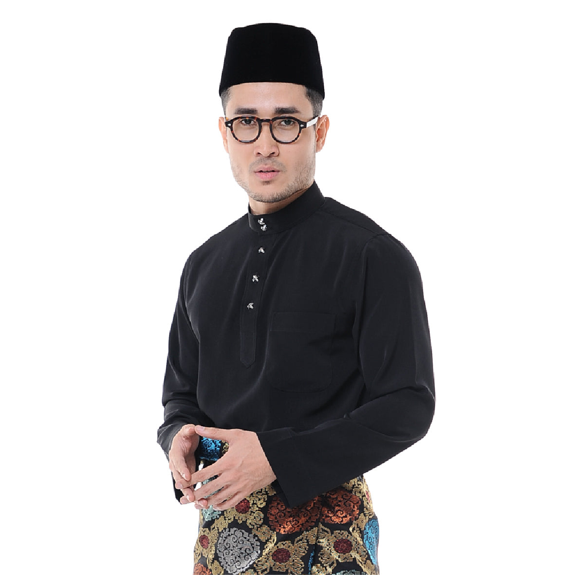 Baju Melayu Japanese Crepe Cekak Musang Black