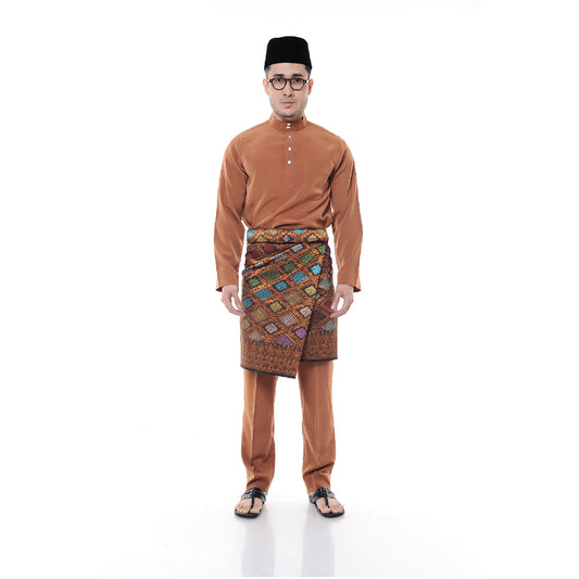 Baju Melayu Japanese Crepe Cekak Musang Brown