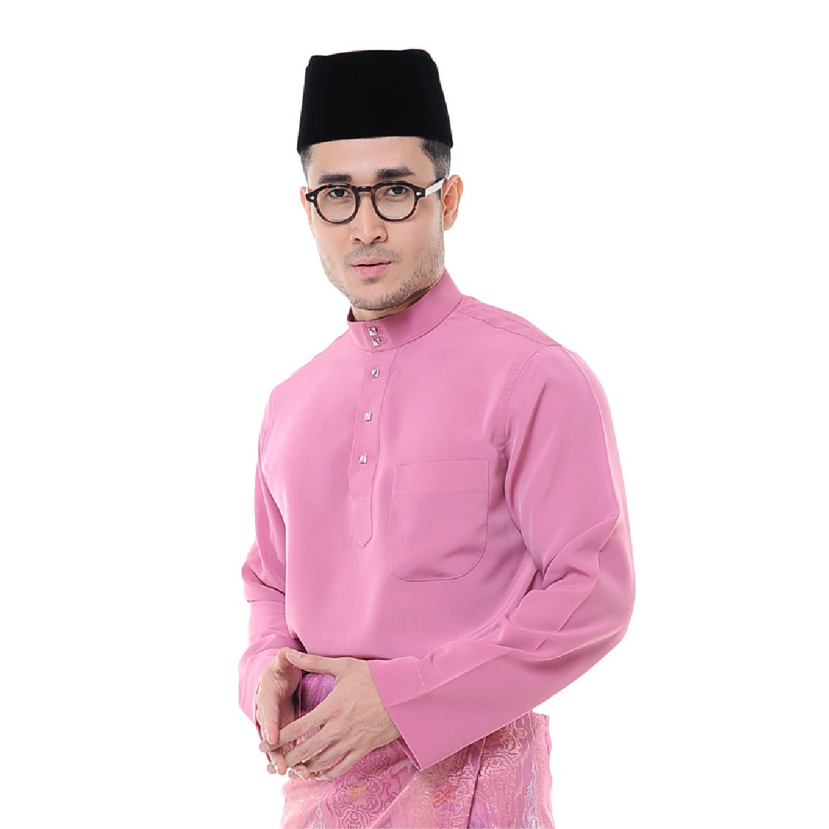 Baju Melayu Japanese Crepe Cekak Musang Dusty Pink