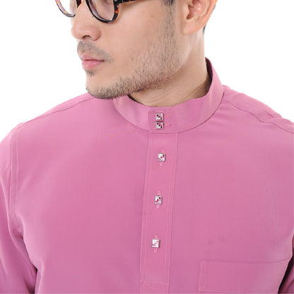 Baju Melayu Japanese Crepe Cekak Musang Dusty Pink