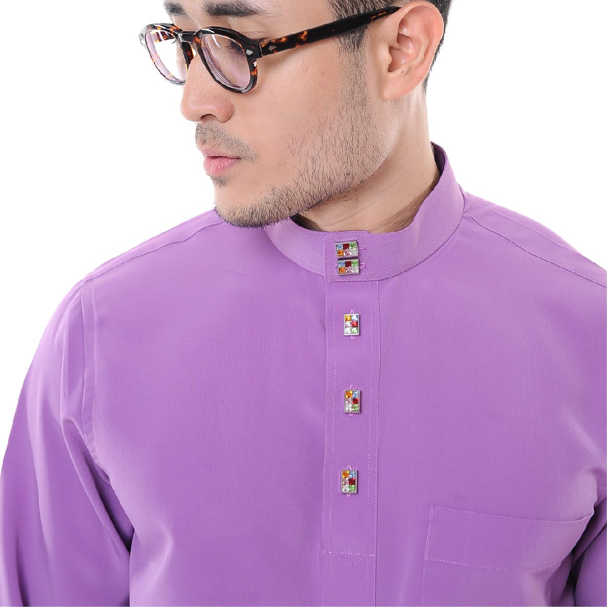 Baju Melayu Japanese Crepe Cekak Musang Light Purple