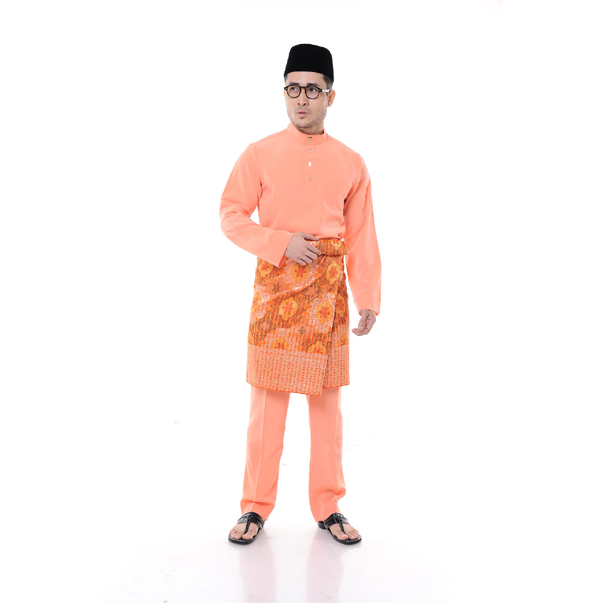 Baju Melayu Japanese Crepe Cekak Musang Peach