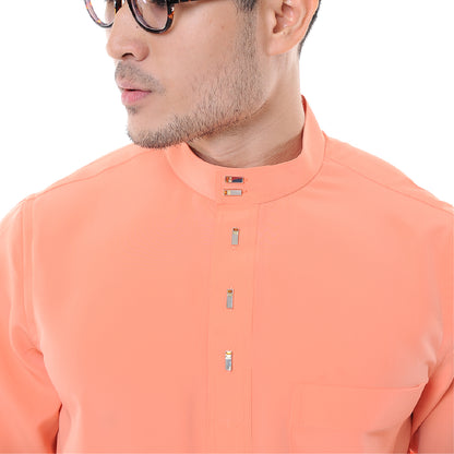 Baju Melayu Japanese Crepe Cekak Musang Peach