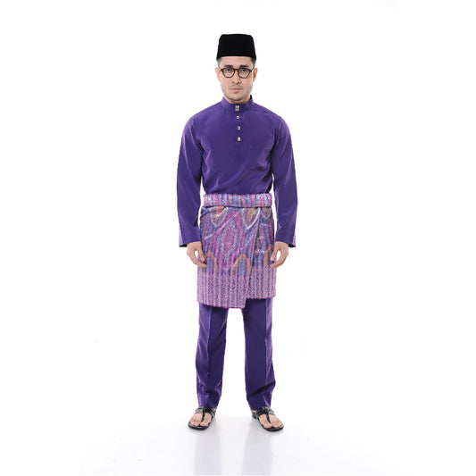 Baju Melayu Japanese Crepe Cekak Musang Dark Purple