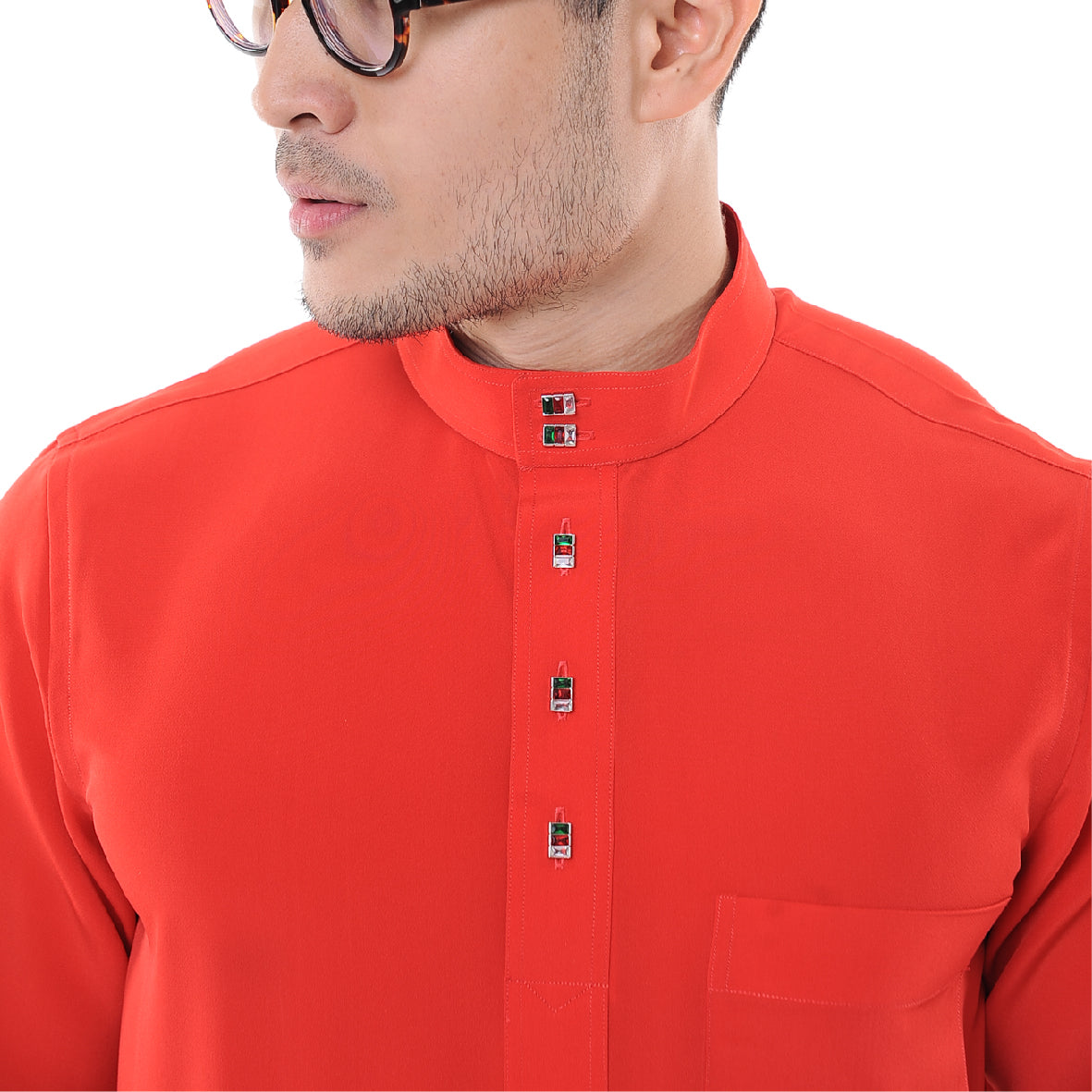 Baju Melayu Japanese Crepe Cekak Musang Red