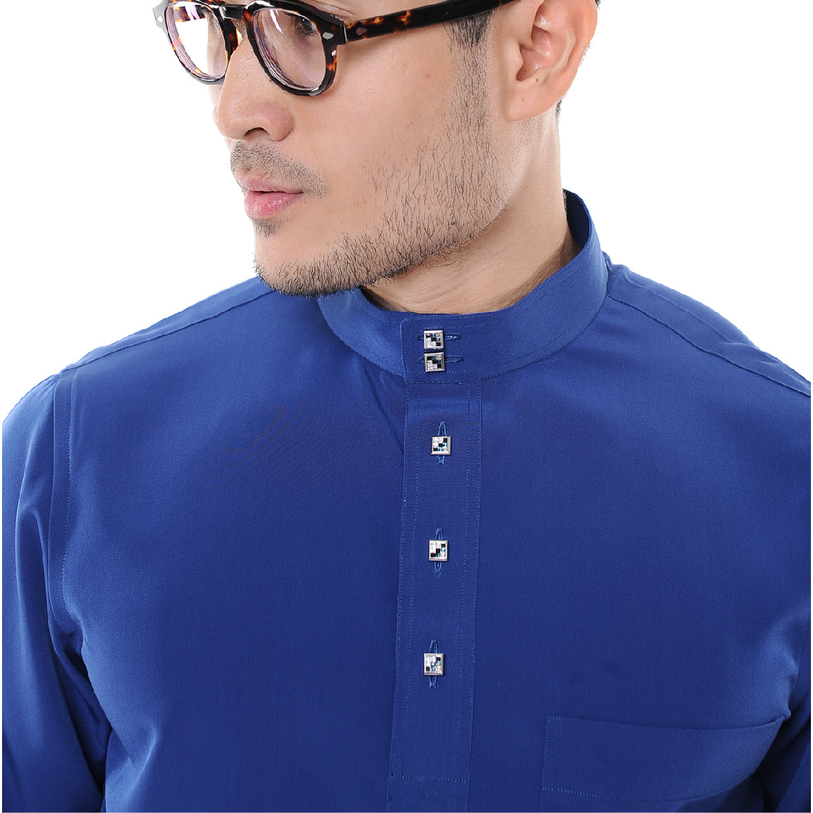 Baju Melayu Japanese Crepe Cekak Musang Royal Blue