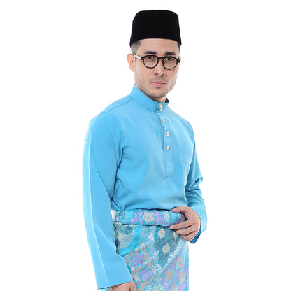 Baju Melayu Japanese Crepe Cekak Musang Turquoise Blue