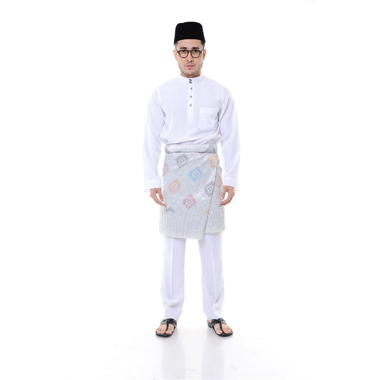 Baju Melayu Japanese Crepe Cekak Musang White