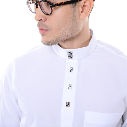 Baju Melayu Japanese Crepe Cekak Musang White