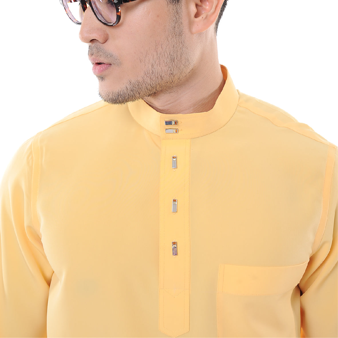 Baju Melayu Japanese Crepe Cekak Musang Yellow