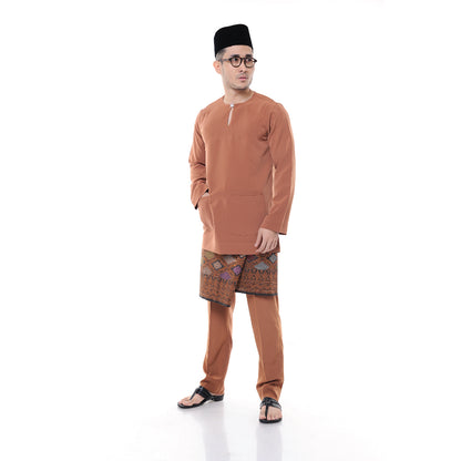Baju Melayu Japanese Crepe Teluk Belanga Brown