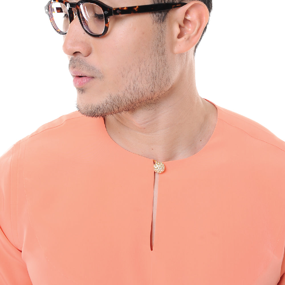 Baju Melayu Japanese Crepe Teluk Belanga Peach