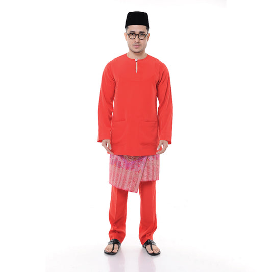Baju Melayu Japanese Crepe Teluk Belanga Red