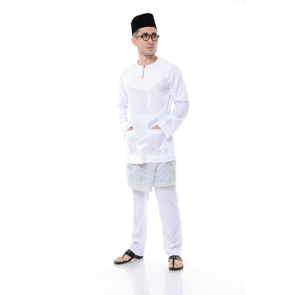 Baju Melayu Japanese Crepe Teluk Belanga White