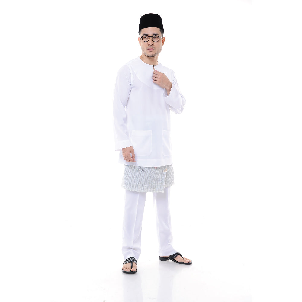 Baju Melayu Japanese Crepe Teluk Belanga White
