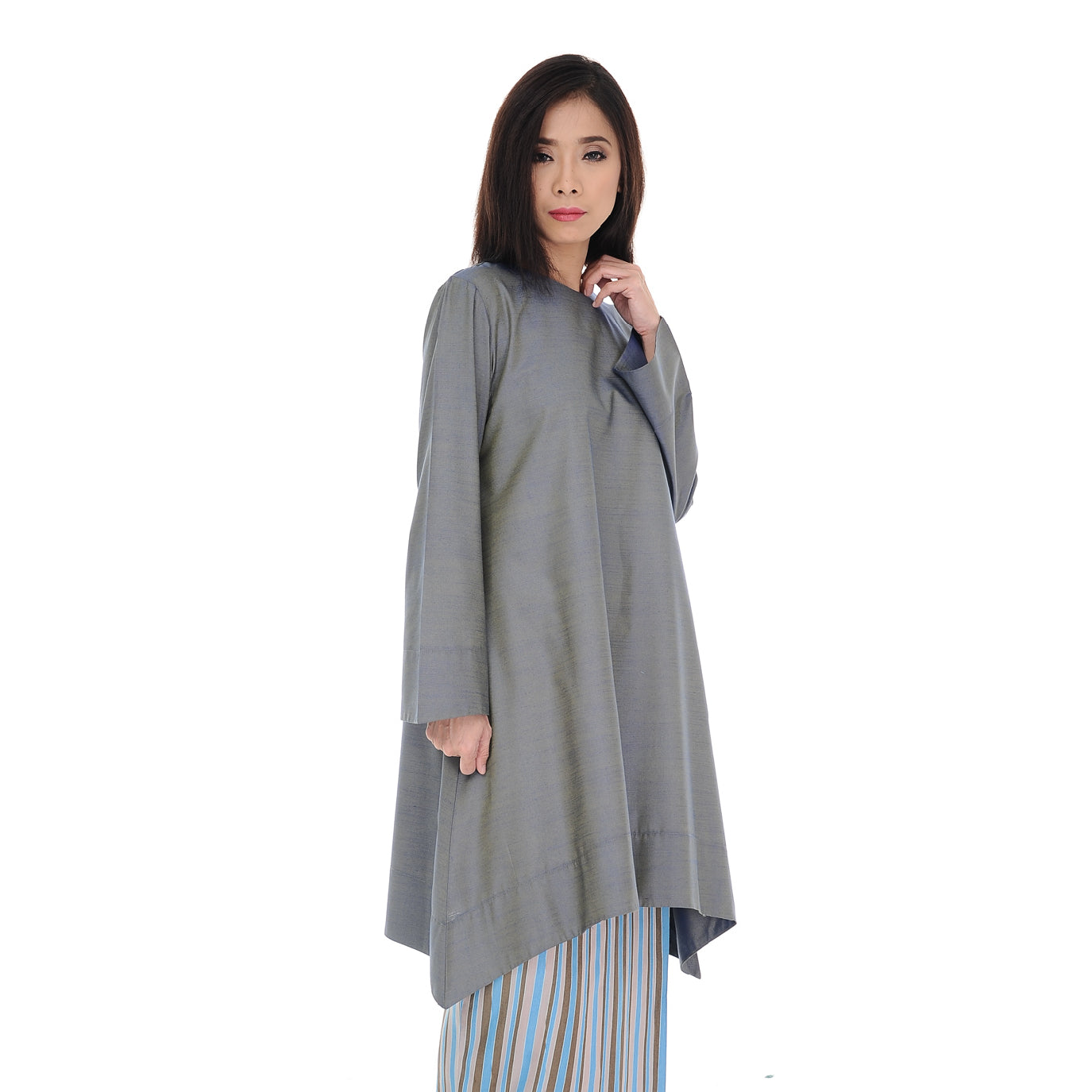 Baju Kurung Nabila Greyish Blue