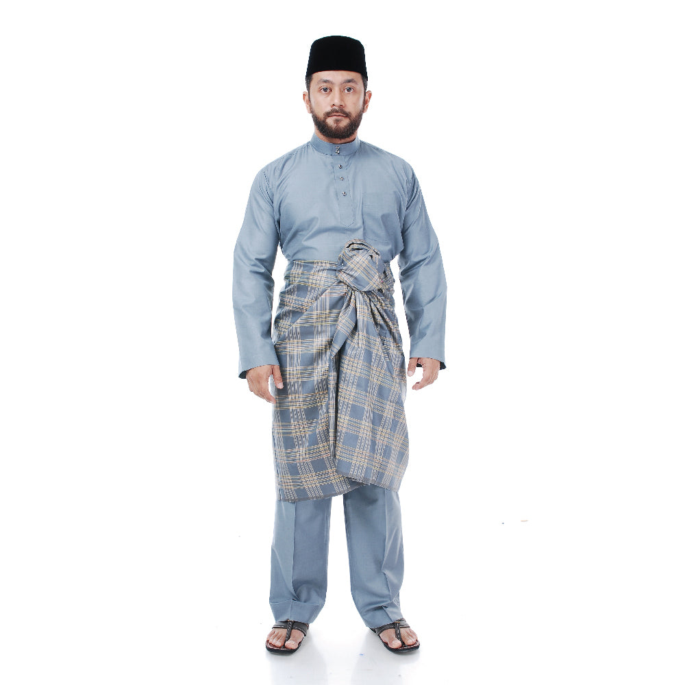 Baju Melayu Tenun Pahang Grey Silver