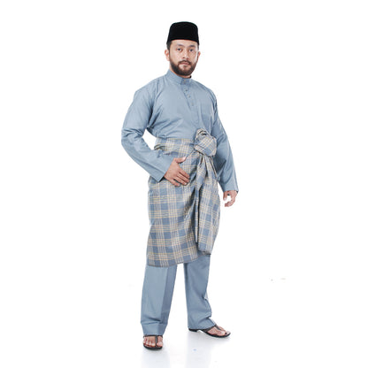 Baju Melayu Tenun Pahang Grey Silver