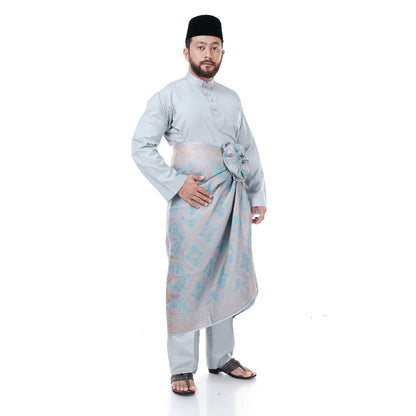 Baju Melayu Tenun Pahang Light Grey